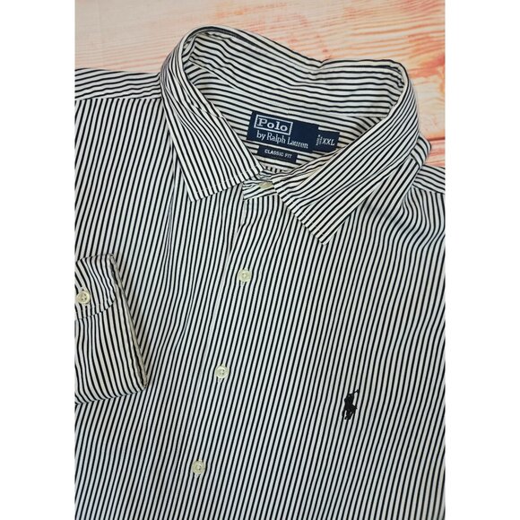 Polo Ralph Lauren Mens Classic Fit Striped Button-Down Shirt XXL Black & White - Picture 4 of 8
